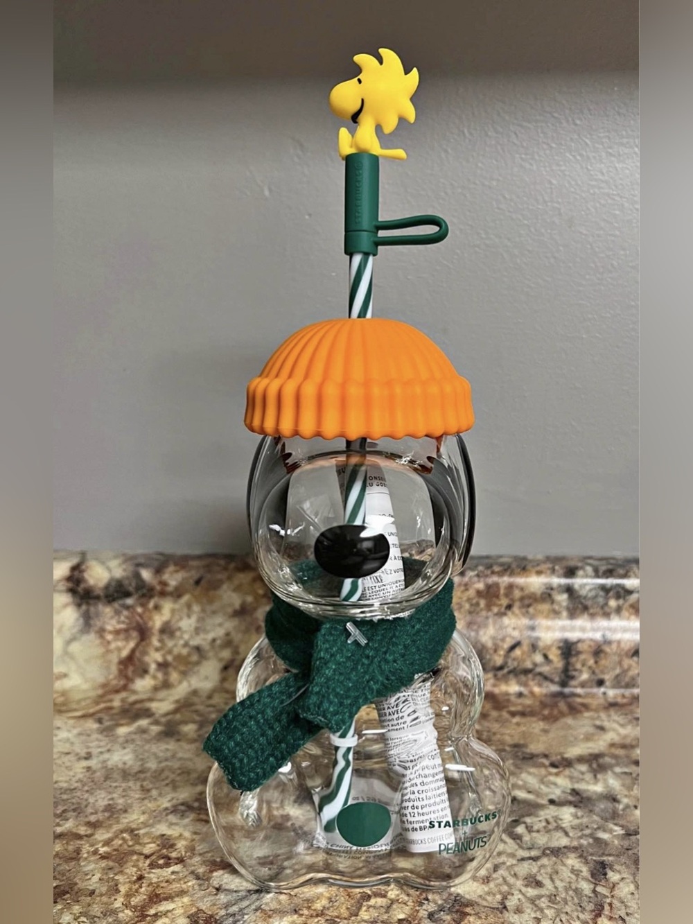 Starbucks Snoopy Cup Glass Tumbler